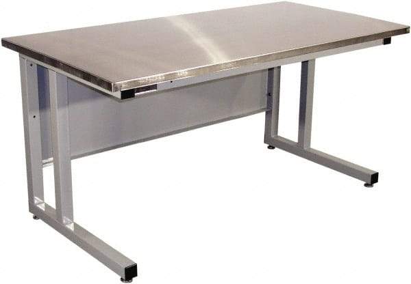 Proline - 60 Wide x 30" Deep x 30" High, Stainless Steel Workbench - Fixed Legs With Adjustable Height Glides, Gray - Eagle Tool & Supply