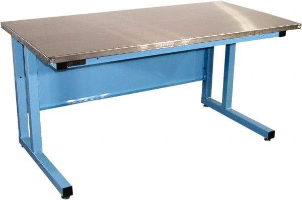 Proline - 60 Wide x 30" Deep x 30" High, Stainless Steel Workbench - Fixed Legs With Adjustable Height Glides, Blue - Eagle Tool & Supply