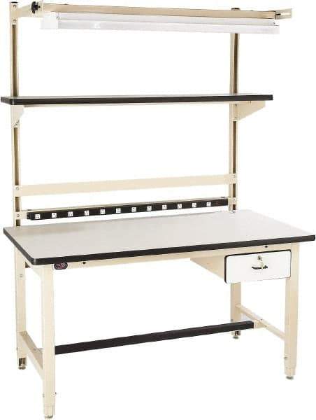 Proline - 60 Wide x 30" Deep x 36" High, Plastic Laminate Workbench - Adjustable Height Legs, Beige - Eagle Tool & Supply