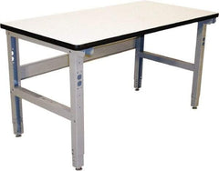 Proline - 60 Wide x 36" Deep x 36" High, Plastic Laminate Workbench - Adjustable Height Legs, Gray - Eagle Tool & Supply