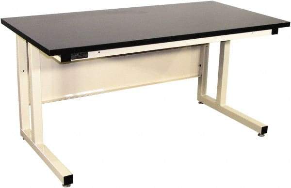 Proline - 60 Wide x 30" Deep x 30" High, Chem-Guard Workbench - Fixed Legs With Adjustable Height Glides, Beige - Eagle Tool & Supply
