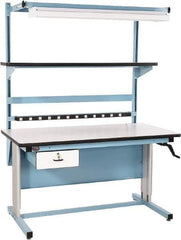Proline - 72 Wide x 30" Deep x 42" High, Static Dissipative Workbench - Adjustable Height Legs, Blue - Eagle Tool & Supply