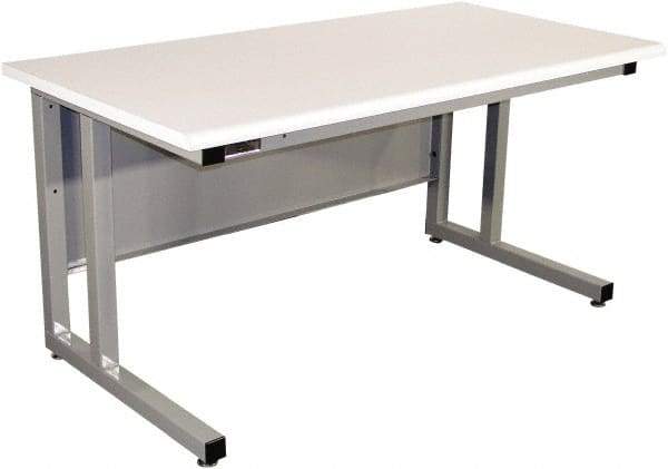 Proline - 60 Wide x 30" Deep x 30" High, Plastic Laminate Workbench - Fixed Legs With Adjustable Height Glides, Gray - Eagle Tool & Supply