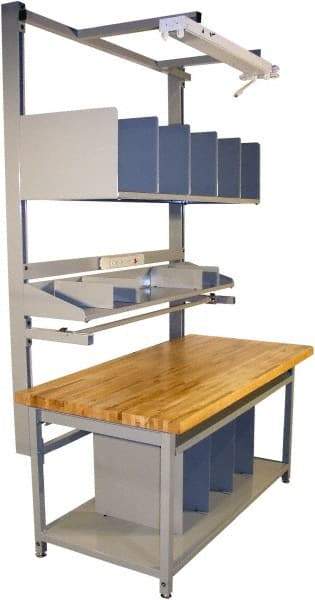 Proline - 72 Wide x 30" Deep x 36" High, Butcher Block Maple Workbench - Adjustable Height Legs, Gray - Eagle Tool & Supply