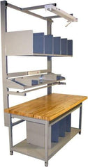 Proline - 72 Wide x 30" Deep x 36" High, Butcher Block Maple Workbench - Adjustable Height Legs, Gray - Eagle Tool & Supply