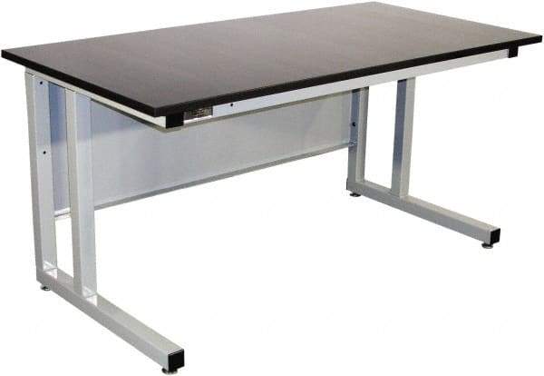 Proline - 60 Wide x 30" Deep x 30" High, Chem-Guard Workbench - Fixed Legs With Adjustable Height Glides, Gray - Eagle Tool & Supply