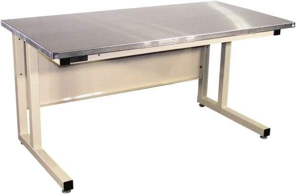 Proline - 60 Wide x 30" Deep x 30" High, Stainless Steel Workbench - Fixed Legs With Adjustable Height Glides, Beige - Eagle Tool & Supply