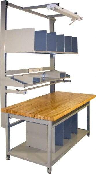 Proline - 60 Wide x 30" Deep x 36" High, Butcher Block Maple Workbench - Adjustable Height Legs, Gray - Eagle Tool & Supply