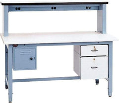 Proline - 60 Wide x 30" Deep x 30" High, Plastic Laminate Workbench - Rolled Edge, Adjustable Height Legs, Light Blue - Eagle Tool & Supply
