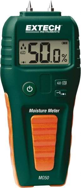 FLIR - 41 to 113°F Operating Temp, Moisture Meter - Digital Display, Accurate to ±3%, Includes (4) Pins, Protective Cap, 9V Battery - Eagle Tool & Supply