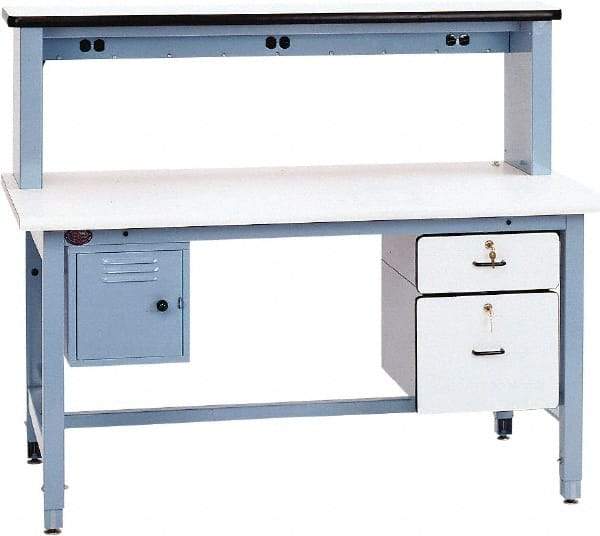 Proline - 60 Wide x 30" Deep x 30" High, Static Dissipative Workbench - Rolled Edge, Adjustable Height Legs, Light Blue - Eagle Tool & Supply