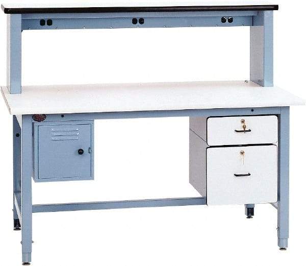Proline - 72 Wide x 30" Deep x 30" High, Plastic Laminate Workbench - Rolled Edge, Adjustable Height Legs, Light Blue - Eagle Tool & Supply