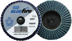 Norton - 80 Grit, 2" Disc Diam, Type 27 Zirconia Alumina Flap Disc - 30,000 Max RPM, Fiberglass Backing, Quick Change Type R Attaching System, Coated - Eagle Tool & Supply