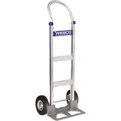 Wesco Industrial Products - 600 Lb Capacity 49" OAH Hand Truck - 18 x 7-1/2" Base Plate, Swept Back, Continuous Handle, Aluminum, Semi-Pneumatic Wheels - Eagle Tool & Supply