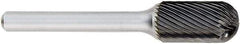 OSG - 1/2" Cut Diam, 1/4" Shank Diam, Cylinder with Radius Head Fluted Cut Burr - Carbide, Radius End, 1" LOC, 2" OAL - Eagle Tool & Supply