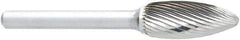 OSG - 3/4" Cut Diam, 1/4" Shank Diam, Flame Head Fluted Cut Burr - Carbide, Radius End, 1-5/8" LOC, 2" OAL - Eagle Tool & Supply