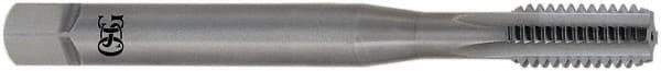 OSG - M3x0.50 Metric Coarse 3 Flute Bright Finish Solid Carbide Straight Flute Machine Tap - Modified Bottoming, Right Hand Thread, 46mm OAL, 18mm Thread Length, H3 Limit, Oversize - Exact Industrial Supply