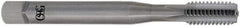 OSG - M3x0.50 Metric Coarse 3 Flute Bright Finish Solid Carbide Straight Flute Machine Tap - Modified Bottoming, Right Hand Thread, 46mm OAL, 18mm Thread Length, H3 Limit, Oversize - Exact Industrial Supply