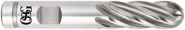 OSG - 1-1/4" Diam, 2" LOC, 6 Flute Powdered Metal Ball End Mill - Uncoated, Single End, 4-1/2" OAL, 1-1/4" Shank Diam, Spiral Flute - Eagle Tool & Supply