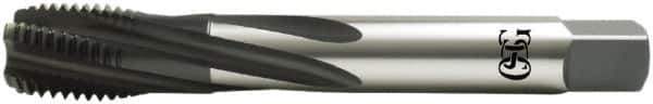 OSG - 5/8-11 UNC 4 Flute 2B Modified Bottoming Spiral Flute Tap - Vanadium High Speed Steel, Oxide Finish, 110mm OAL, Right Hand Flute, Right Hand Thread, Series 13024 - Eagle Tool & Supply