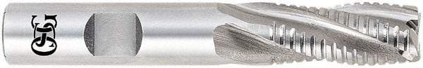 OSG - 2" Diam, 8" LOC, 8 Flute Cobalt Roughing & Finishing Square End Mill - Uncoated, 11-3/4" OAL, 2" Shank Diam, Weldon Shank, 30° Helix, Centercutting, Long Length - Eagle Tool & Supply