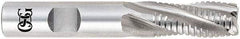 OSG - 2" Diam, 8" LOC, 8 Flute Cobalt Roughing & Finishing Square End Mill - Uncoated, 11-3/4" OAL, 2" Shank Diam, Weldon Shank, 30° Helix, Centercutting, Long Length - Eagle Tool & Supply