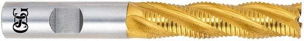 OSG - 1-1/4" Diam, 3" LOC, 6 Flute Cobalt Roughing Square End Mill - TiN Finish, 5-1/2" OAL, 1-1/4" Shank Diam, Single End - Eagle Tool & Supply