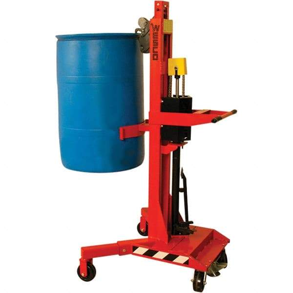 Wesco Industrial Products - 1,100 Lb Load Capacity, 30, 55 & 85 Gal Drum Grab - 41" Wide x 66" High, 4 Steel Wheels - Eagle Tool & Supply