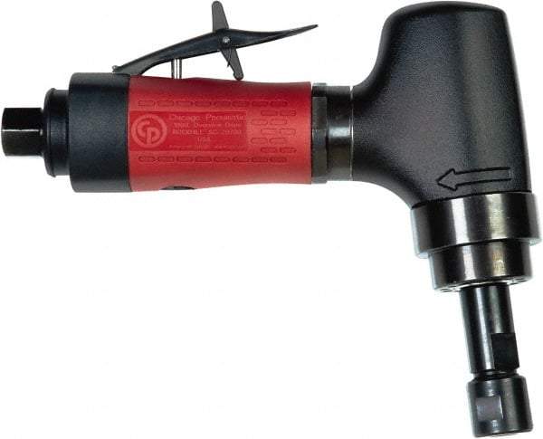 Chicago Pneumatic - 1/4" Collet, Angle Handle, Air Angle Die Grinder - 20,000 RPM, Rear Exhaust, 8.25 CFM, 0.7 hp, 90 psi, 1/4 BSP Inlet - Eagle Tool & Supply