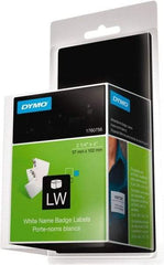 Dymo - 2-1/4" Wide x 4" Long, White Name Badge Labels - For DYMO LabelWriter Printers - Eagle Tool & Supply