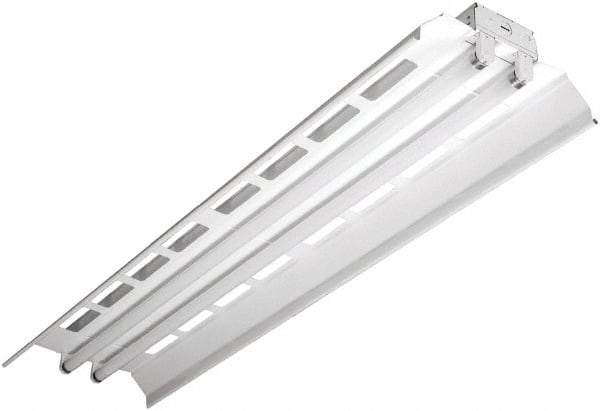 Cooper Lighting - 4 Lamps, 32 Watts, Fluorescent, Low Bay Fixture - 96" Long x 4-5/8" High x 12" Wide, 120-277 Volt, Steel Housing - Eagle Tool & Supply