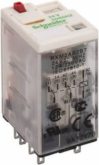 Square D - 8 Pins, 1.2 VA Power Rating, Ice Cube Electromechanical Plug-in General Purpose Relay - 12 Amp at 277 VAC, DPDT, 24 VAC, 21mm Wide x 40mm High x 27mm Deep - Eagle Tool & Supply