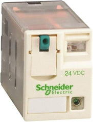 Square D - 14 Pins, Ice Cube Electromechanical Plug-in General Purpose Relay - 3 Amp at 277 VAC, 4PDT, 24 VDC, 21mm Wide x 40mm High x 27mm Deep - Eagle Tool & Supply