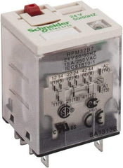 Square D - 11 Pins, 1.7 VA Power Rating, Ice Cube Electromechanical Plug-in General Purpose Relay - 15 Amp at 250 VAC, 3PDT, 24 VAC, 31mm Wide x 39mm High x 27mm Deep - Eagle Tool & Supply