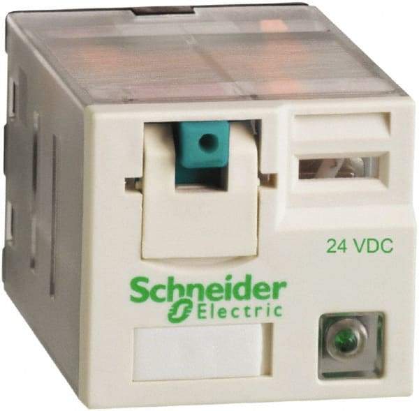 Square D - 11 Pins, Ice Cube Electromechanical Plug-in General Purpose Relay - 15 Amp at 277 V, 3PDT, 24 VDC, 31mm Wide x 39mm High x 27mm Deep - Eagle Tool & Supply