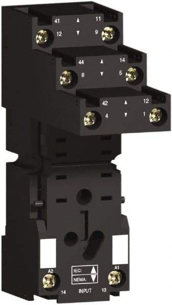 Square D - 8 Pins, 250 Volt, 5 and 12 Amp, DPDT, Ice Cube Relay Socket - DIN Rail Mount, Screw Panel Mount, Screw Terminal - Eagle Tool & Supply