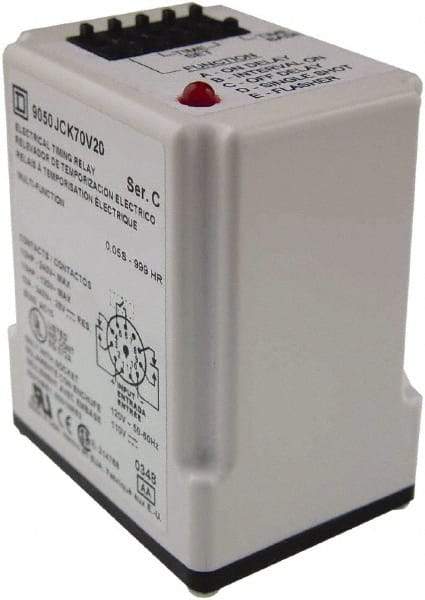 Square D - 999 min Delay, DPDT Time Delay Relay - 10 Contact Amp, 240 VAC - Eagle Tool & Supply