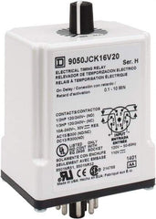 Square D - 8 Pin, 10 min Delay, DPDT Time Delay Relay - 10 Contact Amp, 110 VDC & 120 VAC - Eagle Tool & Supply