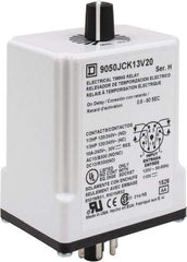 Square D - 8 Pin, 1 min Delay, Multiple Range DPDT Time Delay Relay - 10 Contact Amp, 110 VDC & 120 VAC - Eagle Tool & Supply