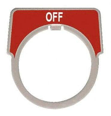 Square D - Half Round, Aluminum Legend Plate - Off - Red Background, White Letters, 1.18 Inch Hole Diameter - Eagle Tool & Supply