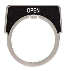 Square D - Half Round, Aluminum Legend Plate - Open - Black Background, White Letters, 1.18 Inch Hole Diameter - Eagle Tool & Supply