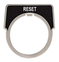 Square D - Half Round, Metal Legend Plate - Reset - Black Background, White Letters, 30mm Hole Diameter - Eagle Tool & Supply