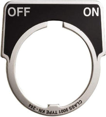 Square D - Half Round, Metal Legend Plate - Off-On - Black and Red Background, White Letters, 30mm Hole Diameter - Eagle Tool & Supply