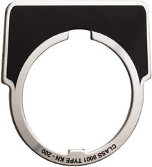 Square D - Metal Legend Plate - Jog - Black Background, White Letters, 30mm Hole Diameter - Eagle Tool & Supply