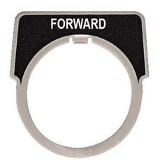 Square D - Half Round, Aluminum Legend Plate - Forward - Black Background, White Letters, 1.18 Inch Hole Diameter - Eagle Tool & Supply