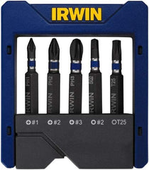 Irwin - 5 Piece, Phillips, Square, Torx Handle, Power Bit Set - #2 - Eagle Tool & Supply