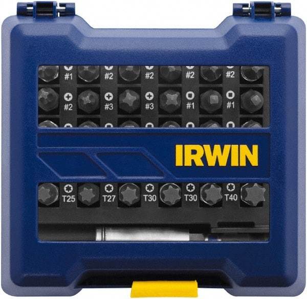 Irwin - 31 Piece, Phillips, Square, Torx Handle, Insert Bit Set - #1 to #3 - Eagle Tool & Supply