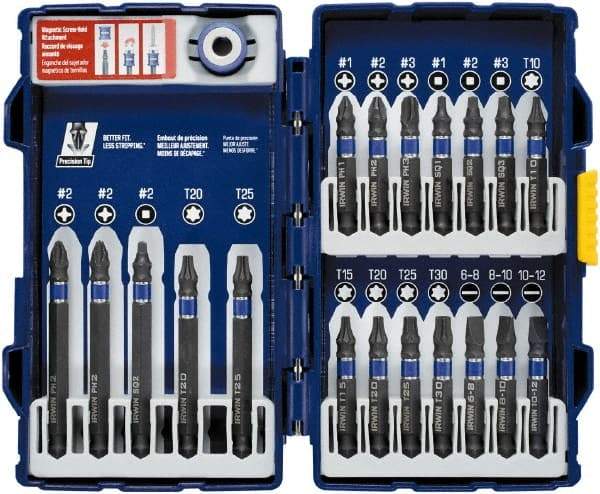 Irwin - 20 Piece, Phillips, Square, Torx, Slotted Handle, Drive Set - #1 to #3 - Eagle Tool & Supply