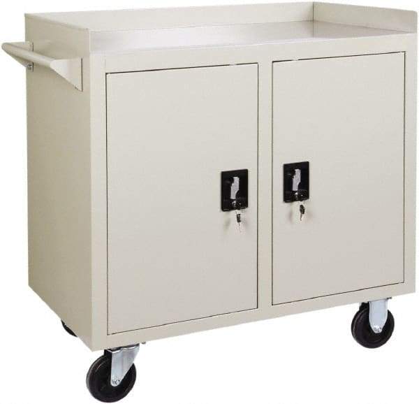 Value Collection - 1,000 Lb Capacity, 2 Shelf, 1 Drawer, 2 Door Mobile Cabinet - 36" Wide x 22" Deep x 38.19" High, Steel, Putty - Eagle Tool & Supply