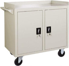 Value Collection - 1,000 Lb Capacity, 2 Shelf, 1 Drawer, 2 Door Mobile Cabinet - 36" Wide x 22" Deep x 38.19" High, Steel, Putty - Eagle Tool & Supply